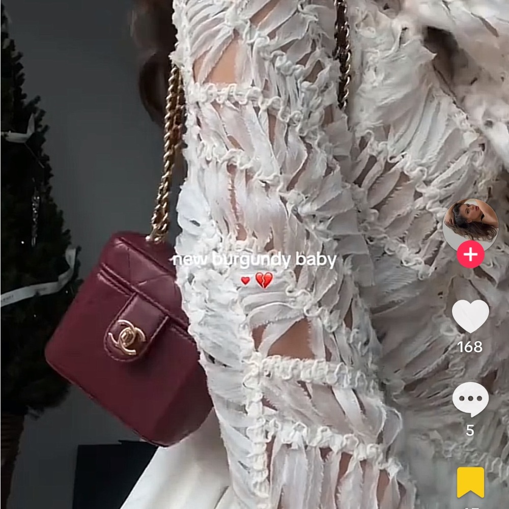 Limited edition Chanel Burgundy Quilted Mini Bag with Gold Chain - Picture 4 of 4